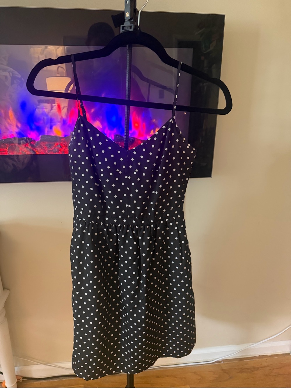 J. Crew Black Polka Dot Spaghetti Strap Dress